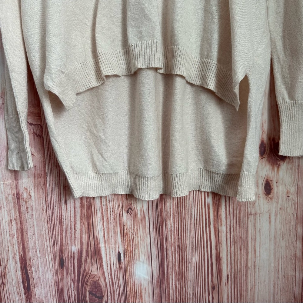 Central Park West Revolve Distressed Ripped V-neck Sweater Cream XS - Picture 9 of 16